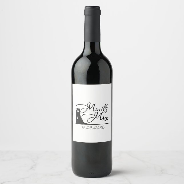 Étiquette de vin personnalisé pour M. et Mme (Devant)