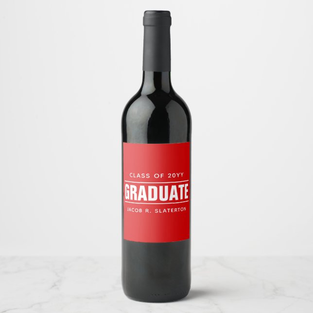Étiquette de vin personnalisé rouge et blanc (Devant)