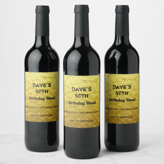 Étiquette de vin personnalisée moderne or pour fêt (Bouteilles)