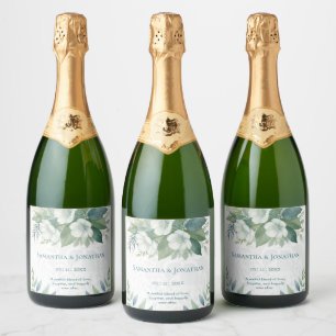 Étiquette de vin pétillant de mariage au eucalyptu