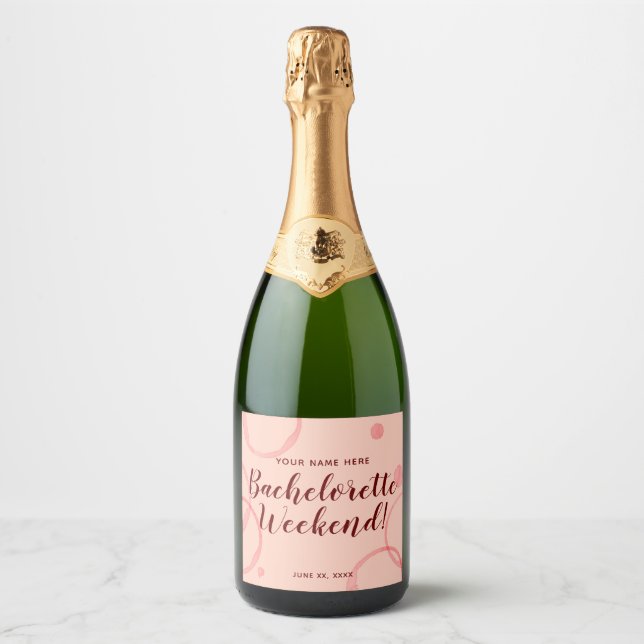 Étiquette de vin pétillant rose pour enterrement d (Devant)