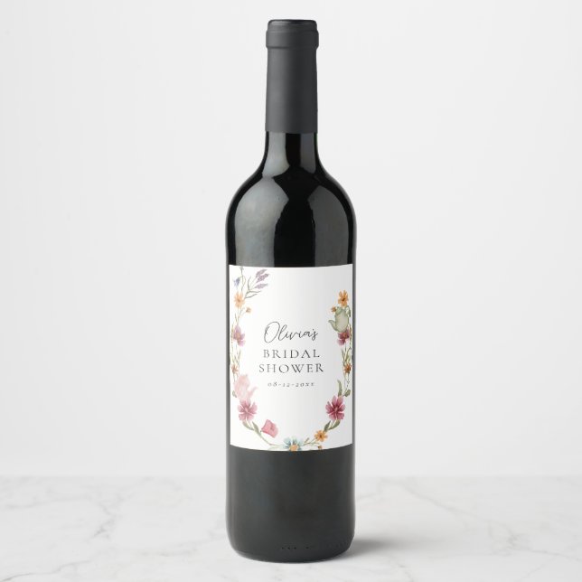 Étiquette de vin pour Baby Shower Floral Tea (Devant)