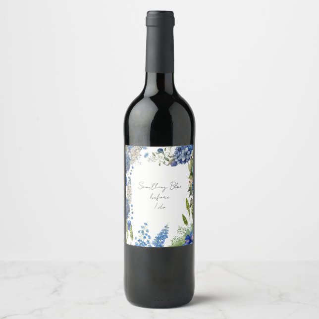 Étiquette de vin pour Baby Shower Something Blue (Devant)