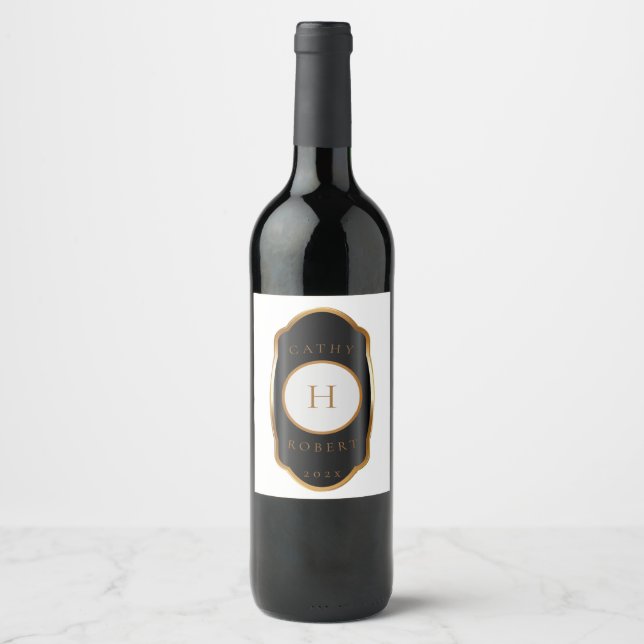 Étiquette de vin vintage Gold Monogram (Devant)
