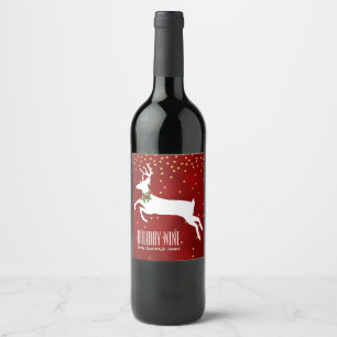 Étiquette de vin White Deer Christmas