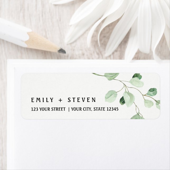 Étiquette déco d'eucalyptus aquarelle (En situation)