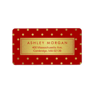 Étiquette Décor rouge de Noël avec Pois d'or Parties scintil