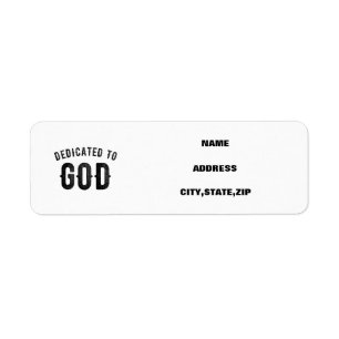ÉTIQUETTE DÉDIÉ À DIEU COOL PERSONNALISABLE NOIR TEXTE