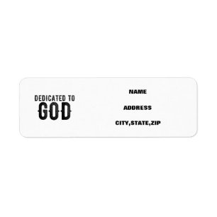 ÉTIQUETTE DÉDIÉ À DIEU PERSONNALISABLE COOL TEXTE NOIR