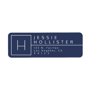 Étiquette Deep Blue Monogrammed Return Address