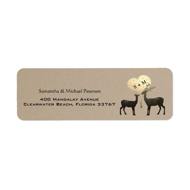 Étiquette Deer Love Woodland Deer Mariage Custom (Devant)