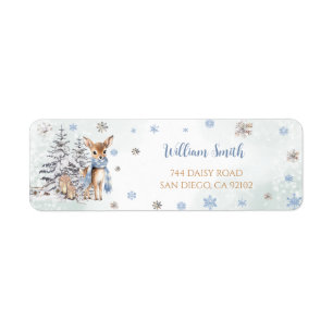 Étiquette Deer Snowflakes Winter Return Adresse