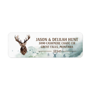 Étiquette Deer Stag Rustic Forest Hunting Return Adresse