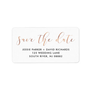 Étiquette Delicate Love Rose Gold Calligraphie Enregistrer l