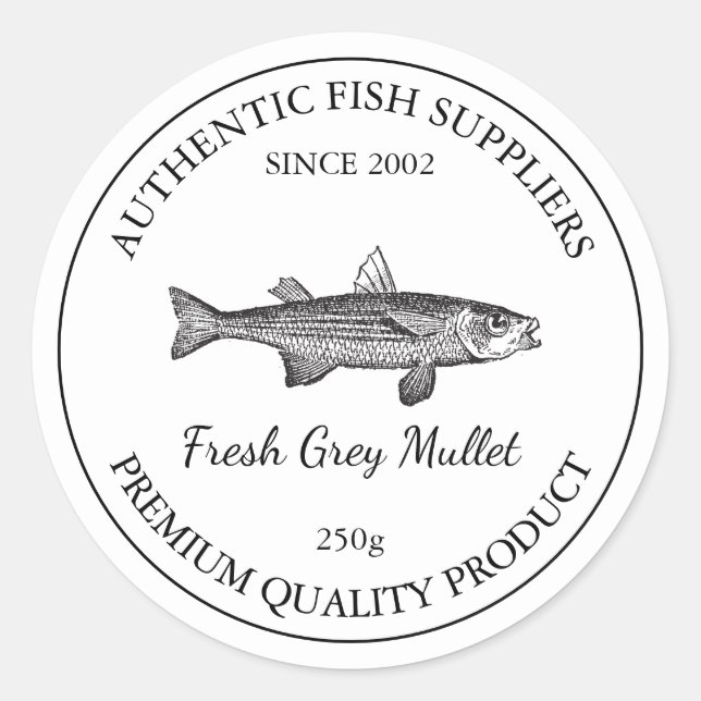 Étiquette d'emballage de poisson frais de Mullet g (Devant)