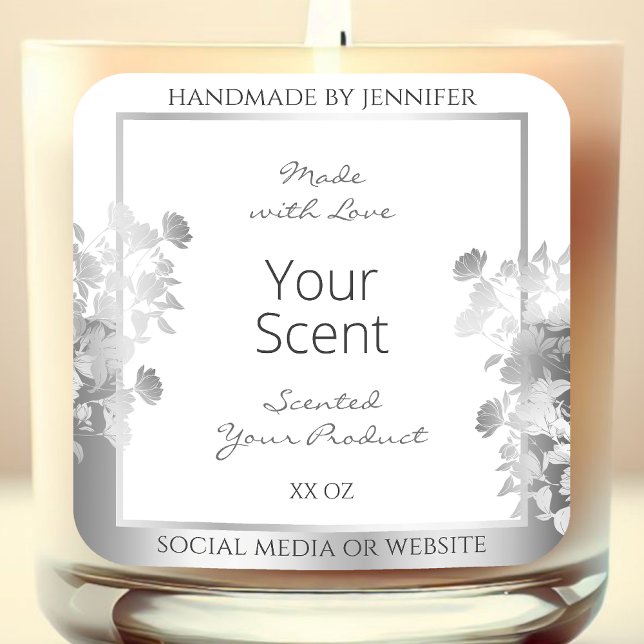 Étiquette d'emballage de produits floraux blancs c (Créateur téléchargé)