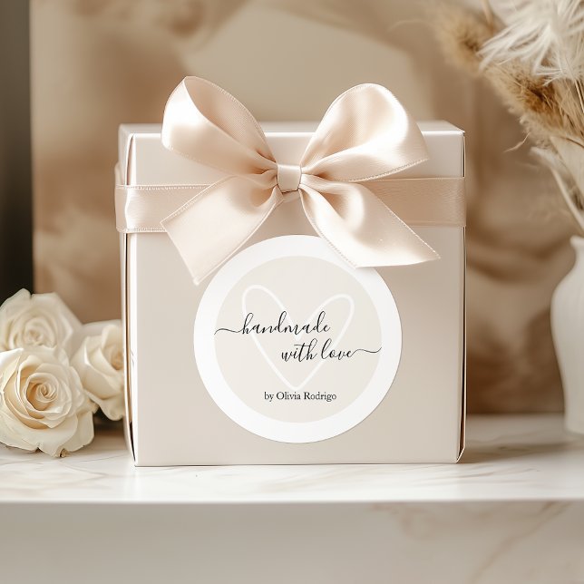 Étiquette d'emballage personnalisé en Merci beige (Beige Custom Thank You Sticker Packaging Label)