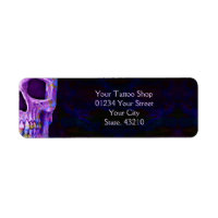 Demi-crâne gothique Visage bleu violet Tatouage Bo