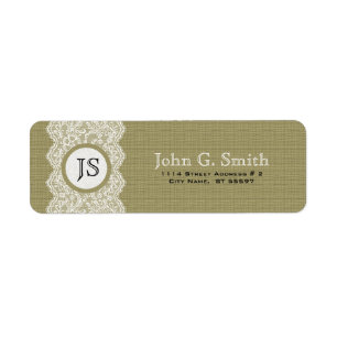 Étiquette Dentelle blanche et laque de lin beige naturel Tex