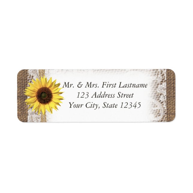 Étiquette Dentelle de tournesol et Burlap (Devant)