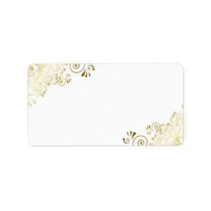 Étiquette Dentelle d'or sur blanc Elegant Blank Adresse Mari