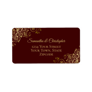 Étiquette Dentelle d'or sur l'adresse Mariage Brown Auburn