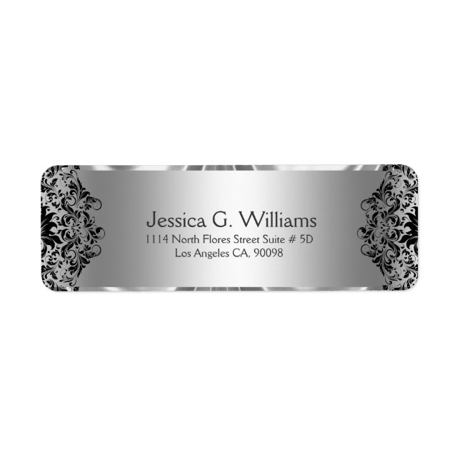 Étiquette Dentelle Élégante Gris Argent Et Des Flèches Noire (Devant)