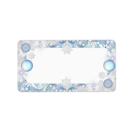 Étiquette Dentelle en céramique bleu clair & flocon de neige