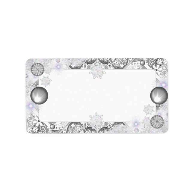 Étiquette Dentelle en céramique grise et flocon de neige (Devant)