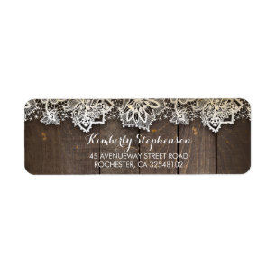 Étiquette Dentelle et bois Mariage rustique