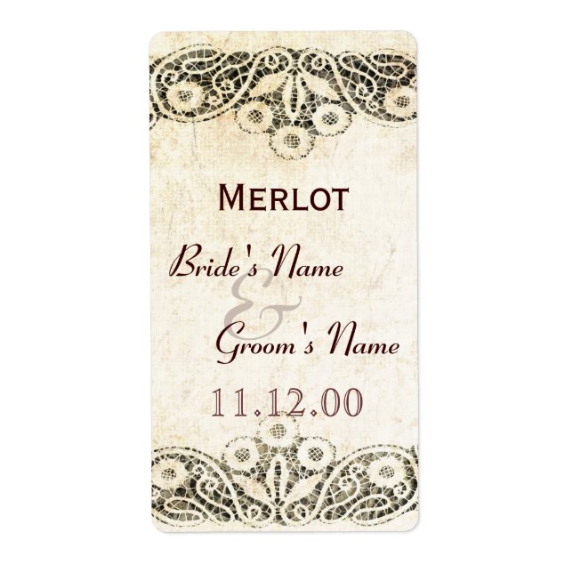 Étiquette Dentelle rustique sur le mariage campagnard de bur (Devant)
