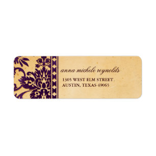 Étiquette Dentelle vintage d'aubergine Damask