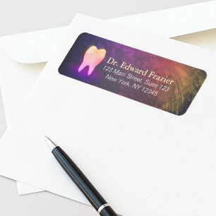 Étiquette Dentist Dental Clinique Chic Rose Gold Adresse den
