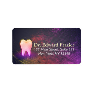Étiquette Dentist Dental Clinique Chic Rose Gold Adresse den