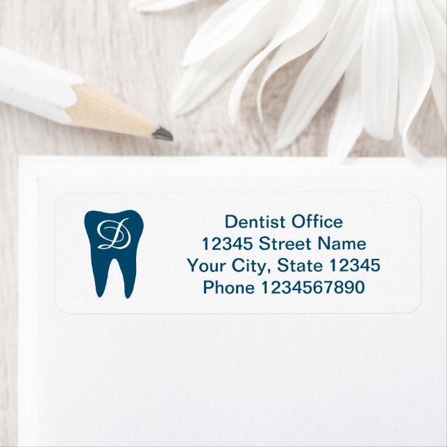 Étiquette Dentiste pratique logo dentiste adresse de retour  (En situation)