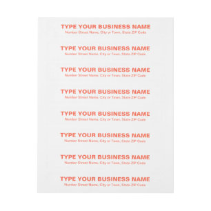 Étiquette d'entreprise en texte brut Orange