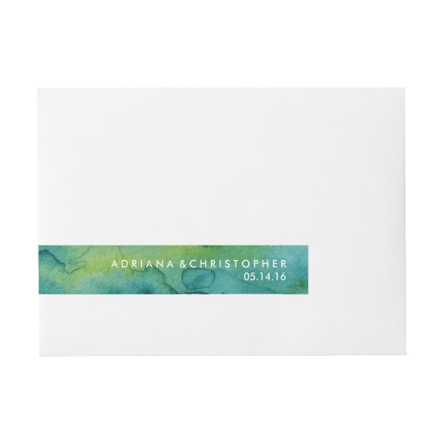 Étiquette d'enveloppement personnalisé bleu vert e (Devant)