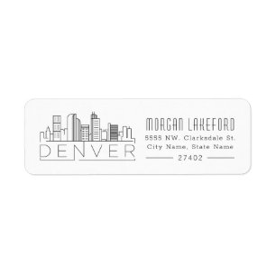 Étiquette Denver, Colorado Skyline Stylisé