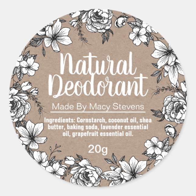 Étiquette déodorant maison personnalisable (Devant)