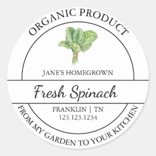 Étiquette d'épinards bio frais de jardin maison