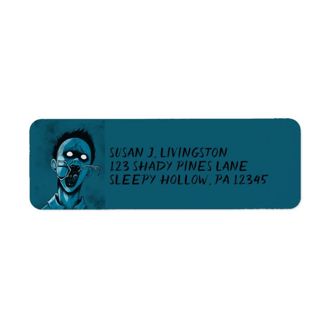 Étiquette Déplaisant Blue Boy Zombie Adresse de retour (Devant)