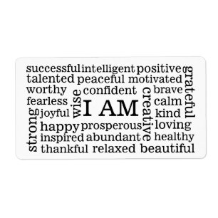 Étiquette Des affirmations positives d'image d'individu JE