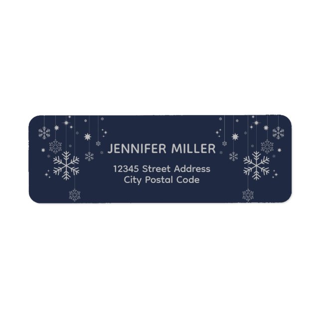 Étiquette Design de Noël minimal avec des flocons de neige (Devant)