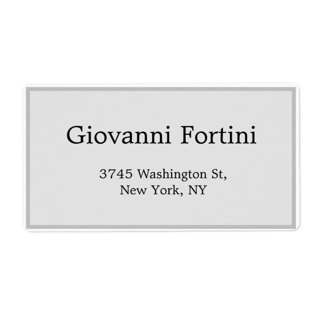 Étiquette Design élégant Gris clair sobre Élégant Moderne (Devant)