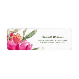 Étiquette Design floral romantique Retourner l'adresse Étiqu