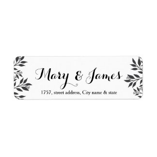 Étiquette Design mariage élégant feuille de branche d'arbre