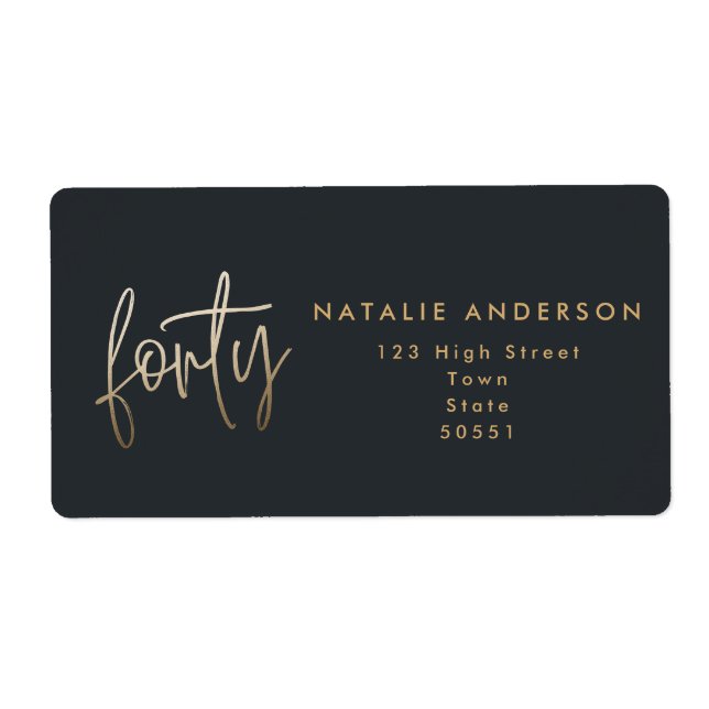 Étiquette Design moderne 40e anniversaire simple élégant scr (Devant)