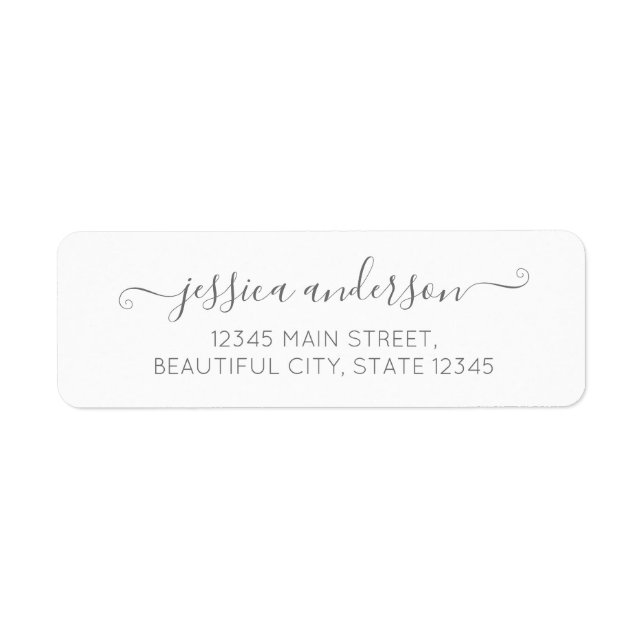 Étiquette Design Moderne Calligraphie Chic Script gris argen (Devant)