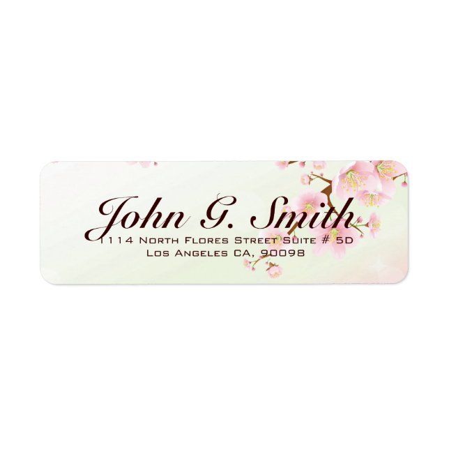 Étiquette Design Naturel Fleur De Cerisier Rose Et Blanc (Devant)
