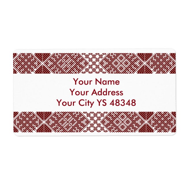 Étiquette Design traditionnel letton à motif de ceinture Lie (Devant)